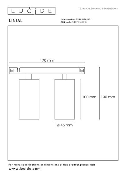 Lucide Premium LINIAL MOXX - 1-Circuit lighting system/ Smart Rail Lighting - Smart - 48V Track - 2xLED -Champagne